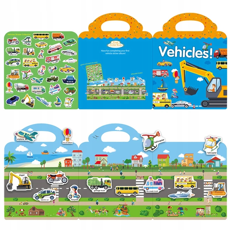 Samolepky pre deti Kniha Vzdelávacie hračky DIY Scene Puzzle Opakovane použiteľné Busy Quiet Bo